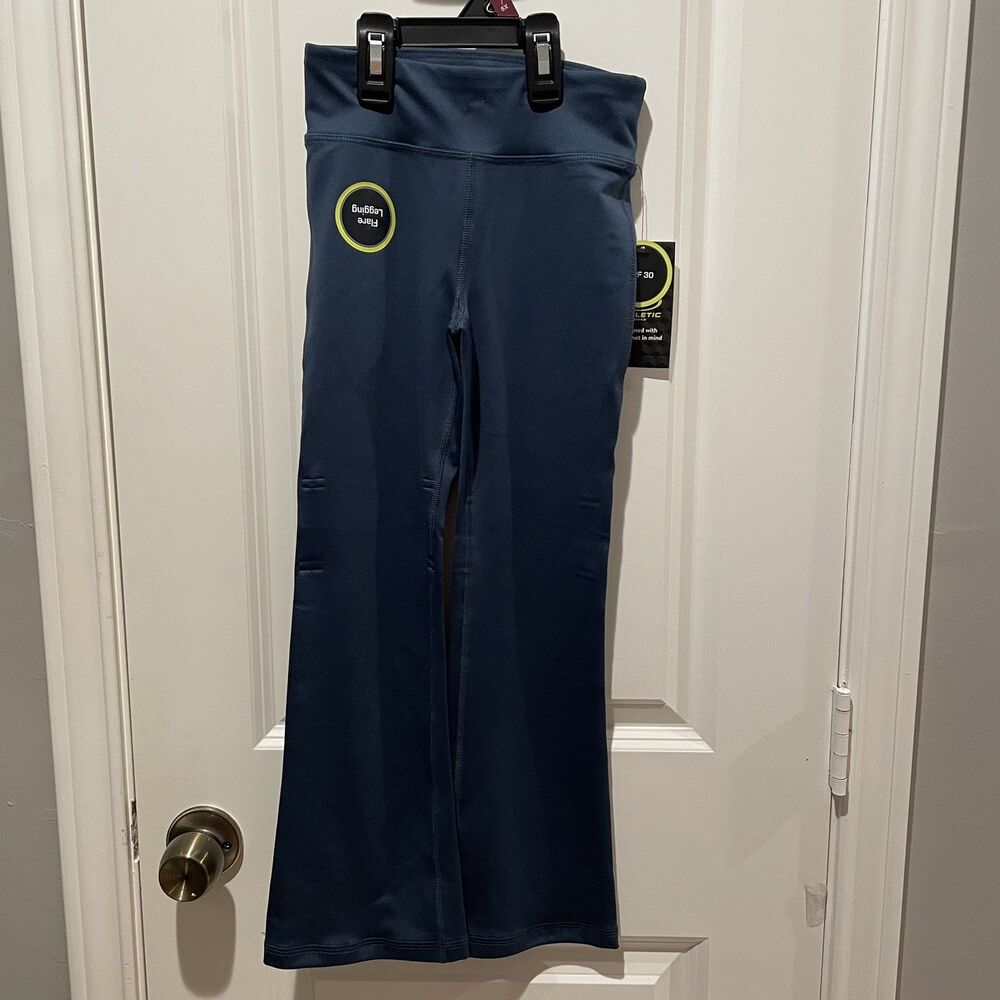 ATHLETIC WORKS Girls Active Flare Leggings size Small 6-6X Blue with UPF 30 NEW
